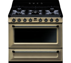 SMEG  Victoria TR90P1 90 cm Dual Fuel Range Cooker - Cream & Stainless Steel